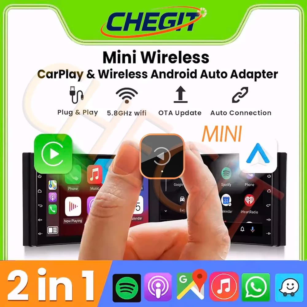 Nuovo Adattatore Wireless CarPlay 2-in-1 da Cablato a Wireless per Telefoni iOS e Android, Plug and Play, Accessorio Universale per Auto