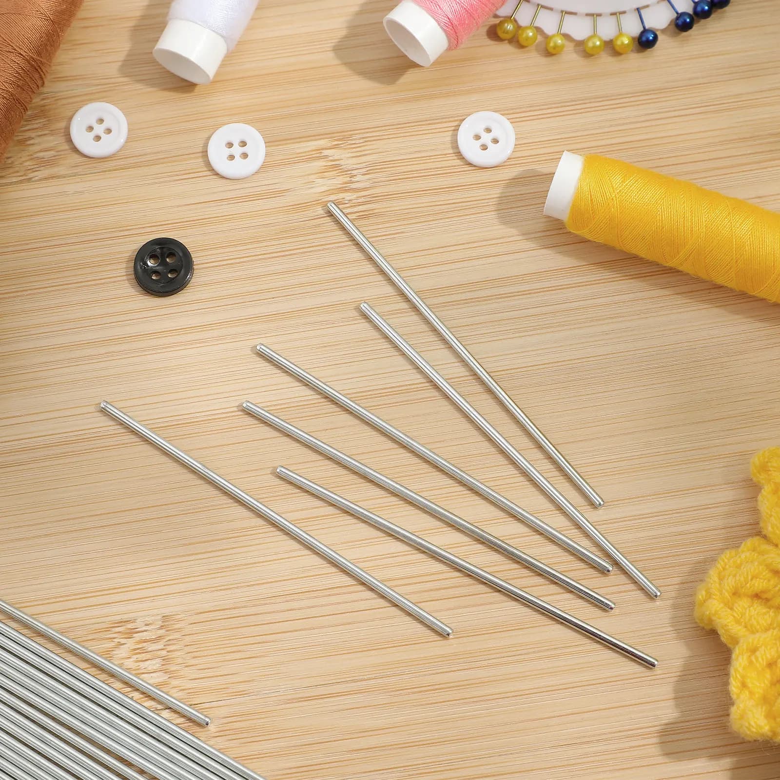20Pcs Stainless Steel Blocking Rods Metal Knitting Pins Fixed Round Pins Crochet Board Accessories Knitting Blocking Set