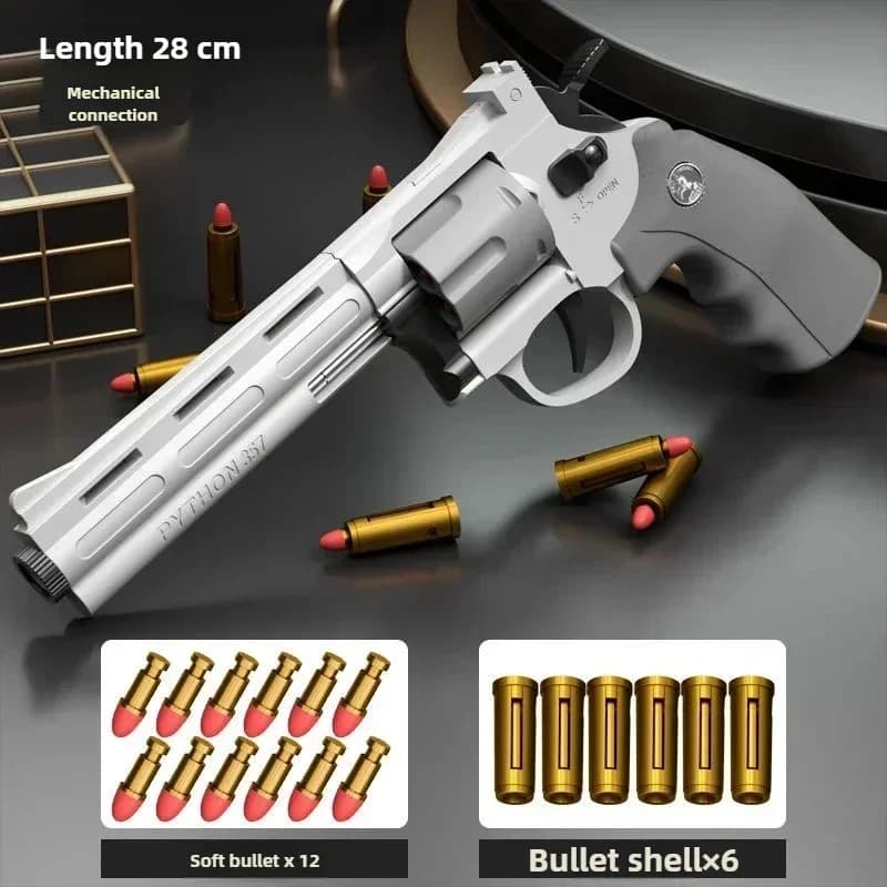 Pistola giocattolo EeRevolver con proiettili morbidi per bambini, con revolver estraibile, pistola smontabile con un solo tasto, tiro continuo