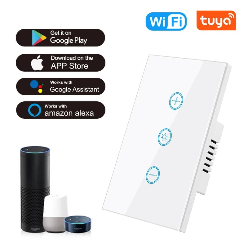 ELEGAN Tuya Wifi Smart Dimmer Switch Pannello in vetro intelligente standard americano Interruttore tattile a parete Controllo APP Smart Life con Alexa Google