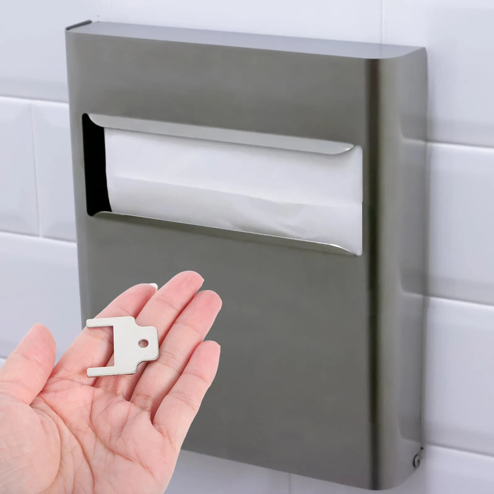Set di 4 Chiavi per Dispenser di Carta Igienica, Strumento Portatile in Metallo per Aprire Contenitori di Rotoli di Carta per Bagni Pubblici