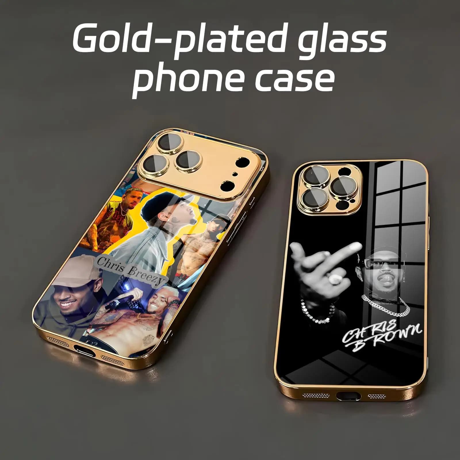 Rapper Chris Brown Breezy Phone Case For iPhone17 16 16e 15 14 13 12Plus Mini Pro Max Electroplated glass Phone Case
