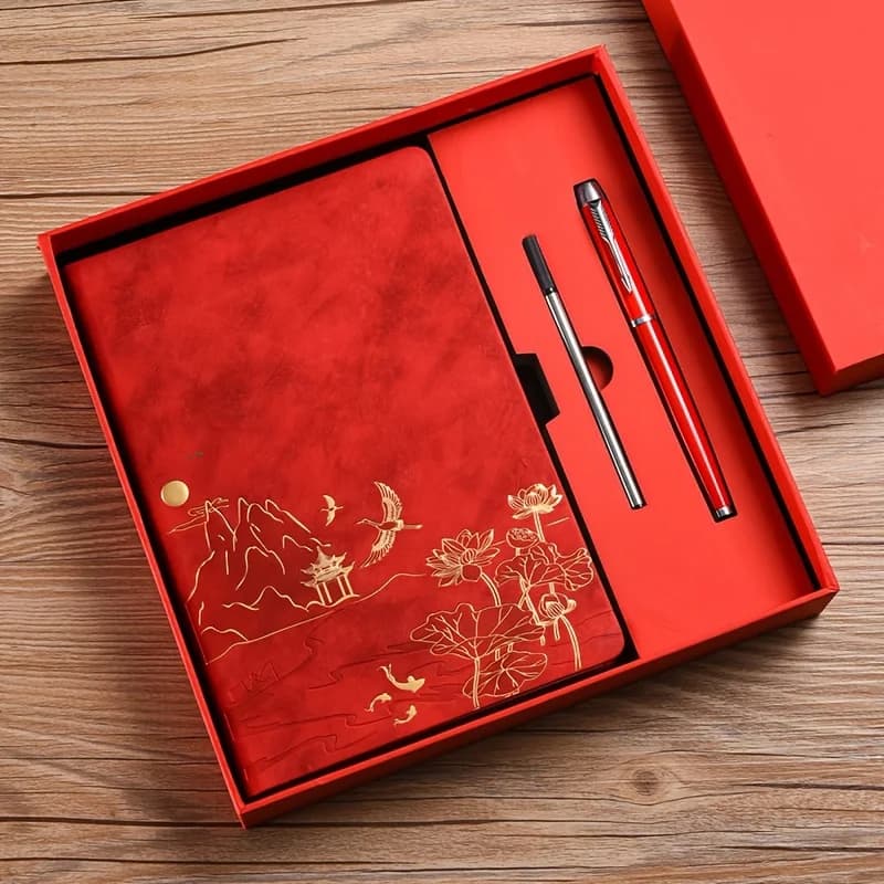High-end Notebook Set Single Book and Set Selection Skin Feel and Color Changing PU Material Cover A5 Work Notebook Gift Box Set