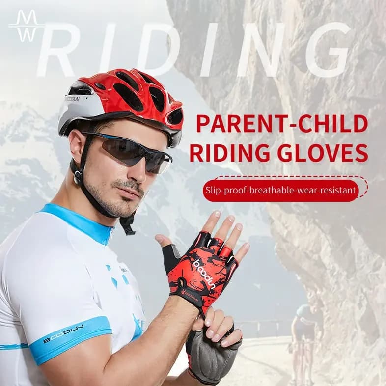 Guanti da Allenamento Mezze Dita per Genitori e Figli, Guanti Sportivi Traspiranti Antiscivolo per Bambini e Adulti