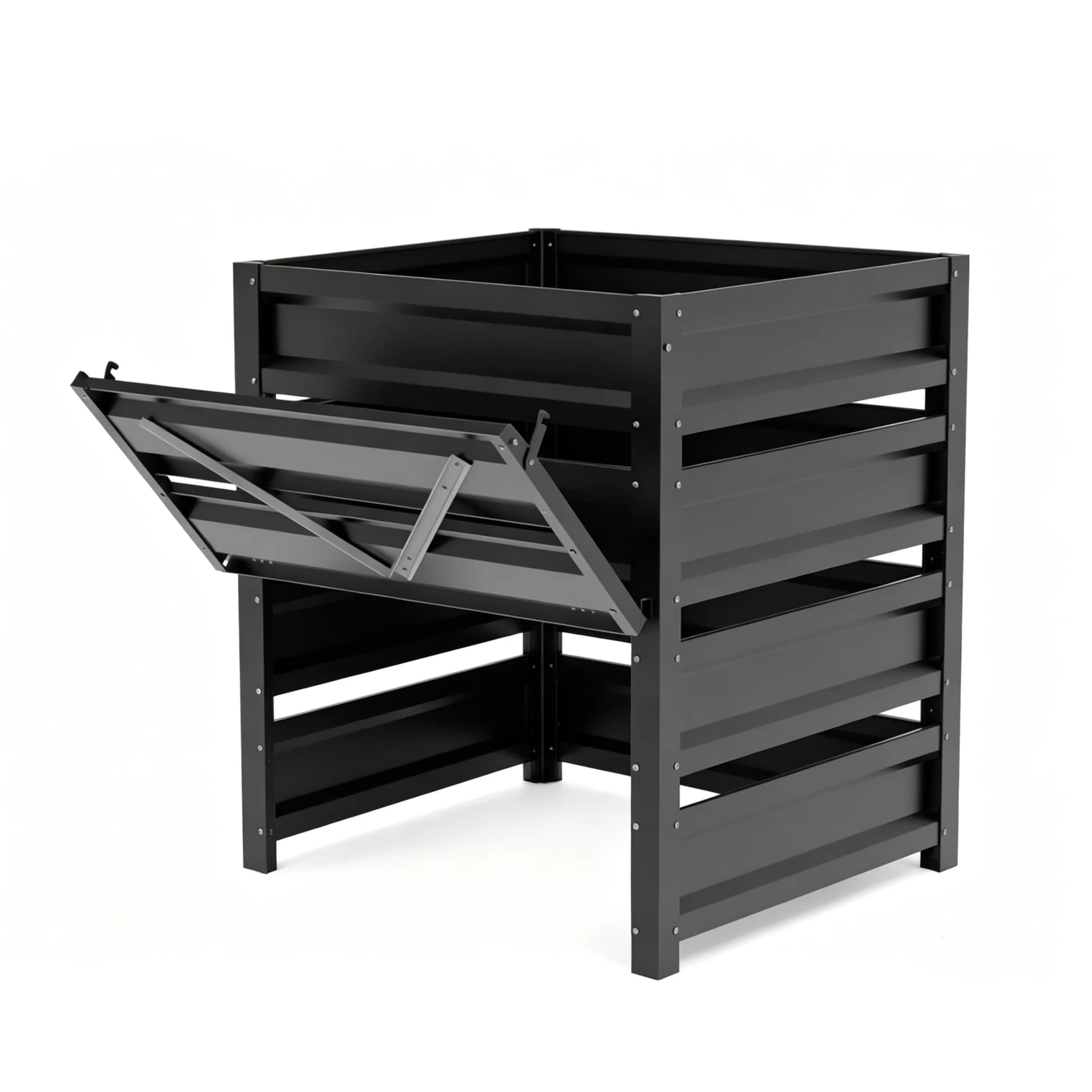 Heavy Duty Steel Composter Large Ventilated Metal Compost Bin with Flip Door for Backyard Vegetable Garden