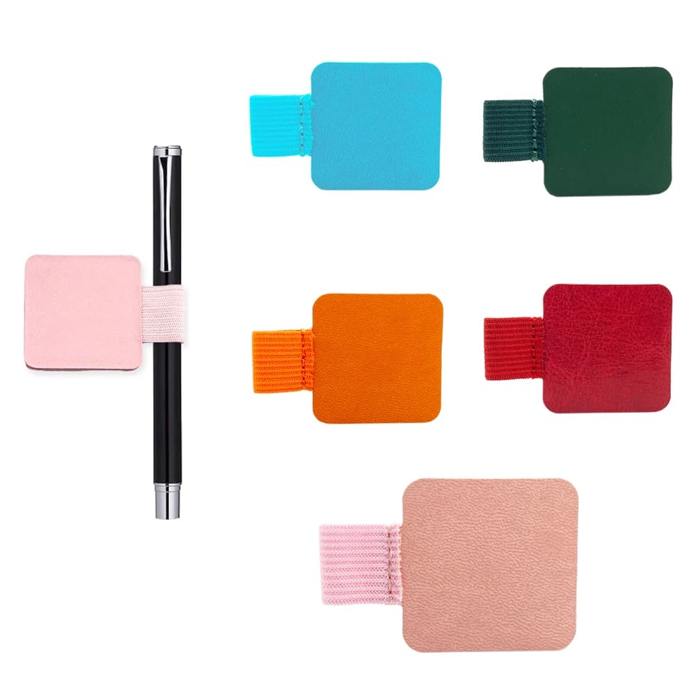 1pc Self-Adhesive Pencil Holder Elastic Band Notebook Pen Clip Pen Insert Notepad PU Pen Ring for Journals Planners Tablet Case