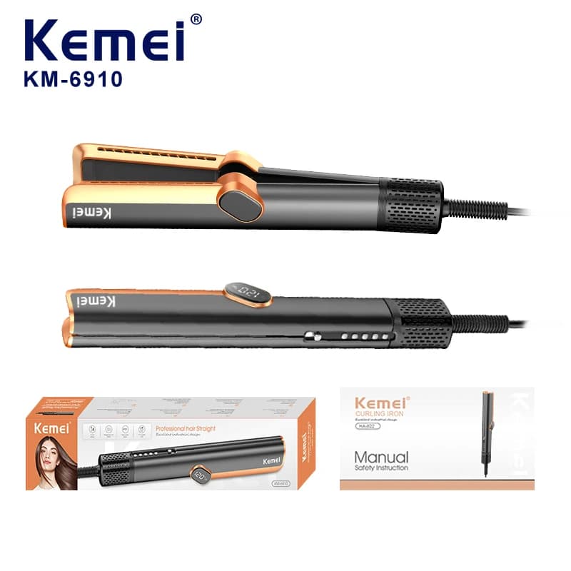 Piastra per capelli al plasma Km-6910 Piastra per capelli Styler ad aria con motore brushless da 1000 W di potenza per doppio bagnato e asciutto