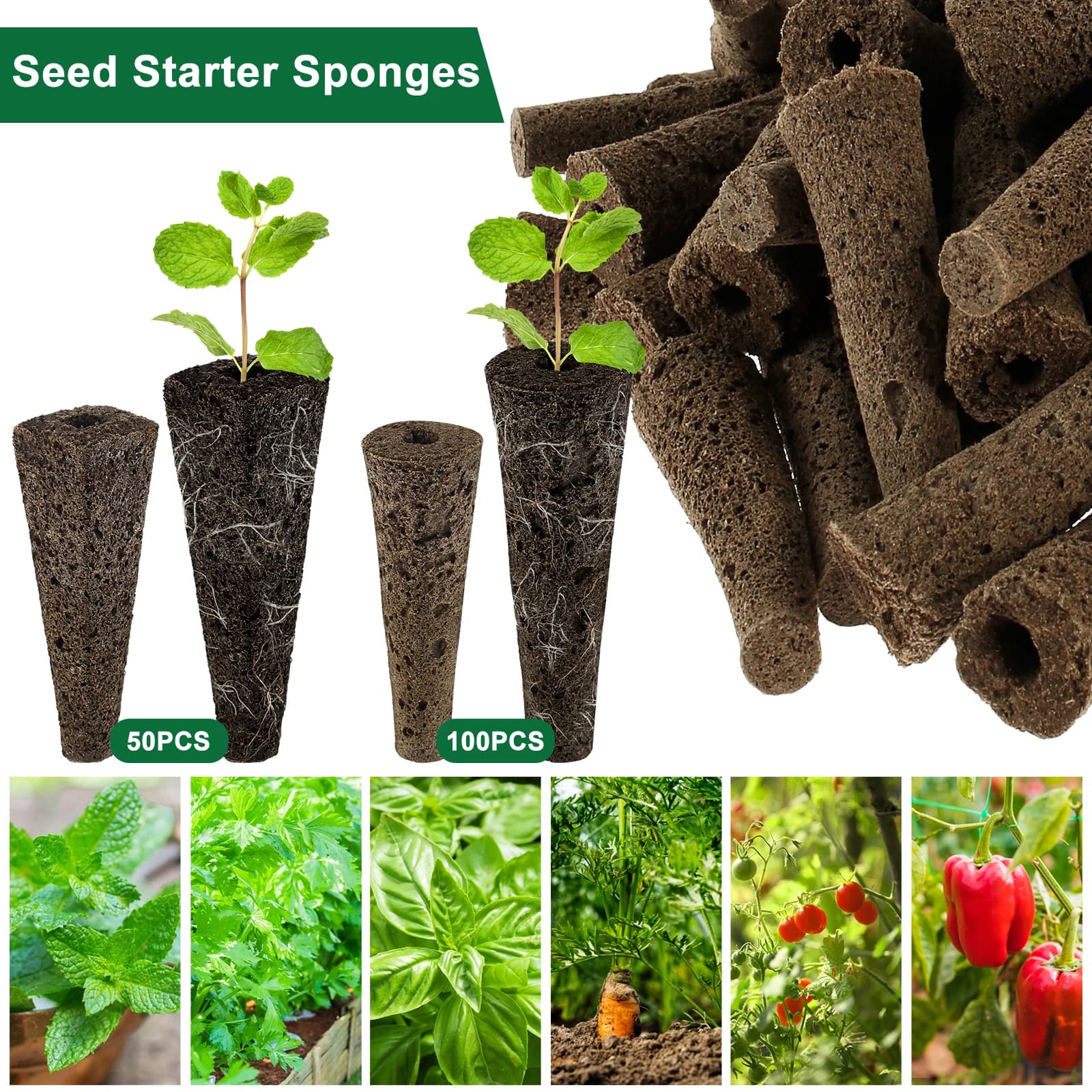 100 pz Pianta idroponica Coltiva Spugne Supplemento Semi Cialde per Sistema da giardino interno idroponico Crescita delle radici Strumento di coltivazione dell'acqua
