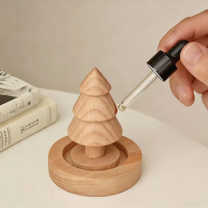 Mini Wooden Essential Oil Diffuser Christmas tree Design Car Bedroom Bathroom Decor Home Fragrance Ideal Gift Essential Oil Air