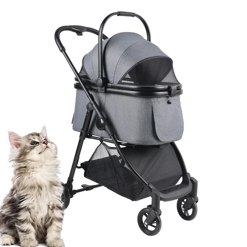 Carrello pieghevole staccabile per cani e gatti Passeggino leggero e regolabile per cani da viaggio
