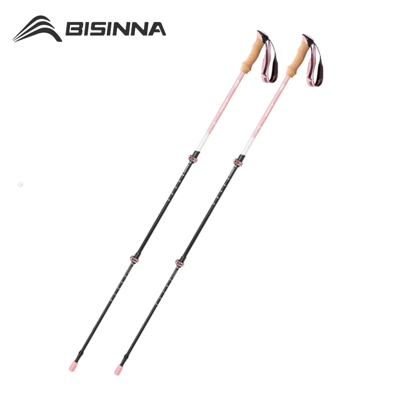 BISINNA Trekking poles 2 pieces Ultralight adjustable walking poles made of aluminium alloy with external closure for men, women and children