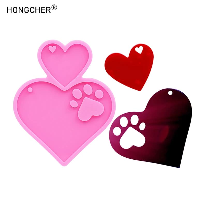 Glossy cat claw love resin accessories silicone mold DIY earrings necklace pendant wind chime decorative pendant drip molds