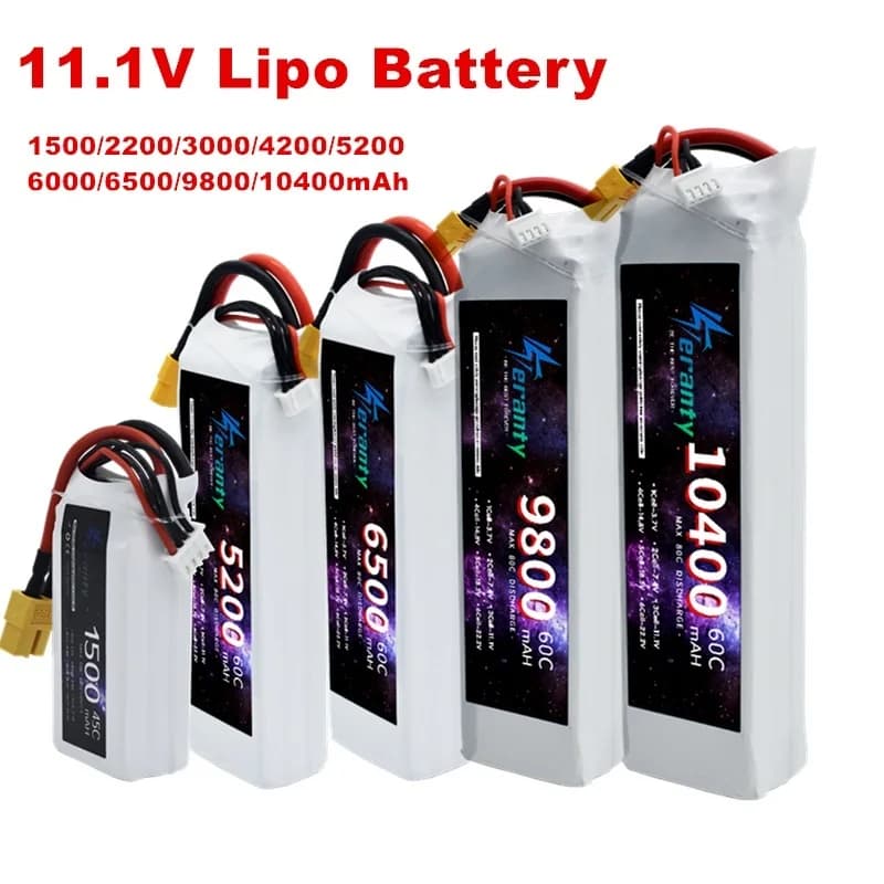 Batteria Lipo 3S 11.1V Deans XT60 1500mAh 2200mAh 3000mAh 4200mAh 5200/6000/6500/9800/10400mAh per RC Car Truck Buggy Barca da corsa