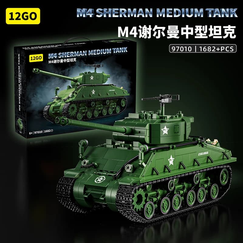 M4 Sherman Carro Armato Medio Militare Building Blocks WW2 Modello di Mattoni Educativi Mattoni Fai da Te Giocattoli per Ragazzi Bambini Adulti Regali di Natale