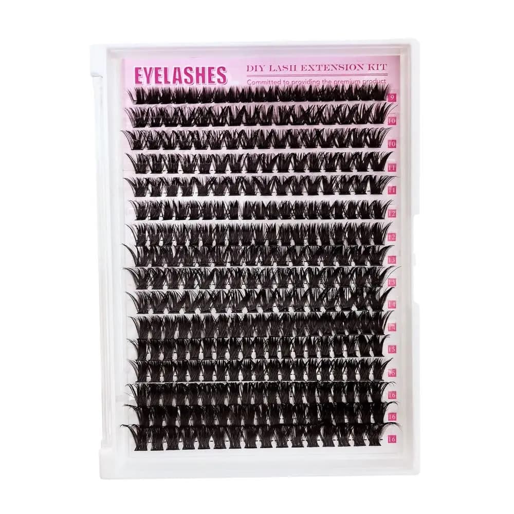 Kit Extension Ciglia Fai da Te Effetto Naturale, Ciglia Finte a Ciuffetti con Adesivo e Sigillante, Stile Wispy 3D in Finto Visone