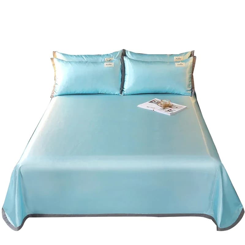 Lenzuola estive in poliestere ghiacciato da utilizzare per il lavaggio in macchine del condizionatore d'aria, set di lenzuola disponibili, lenzuolo Queen Size, 6 colori