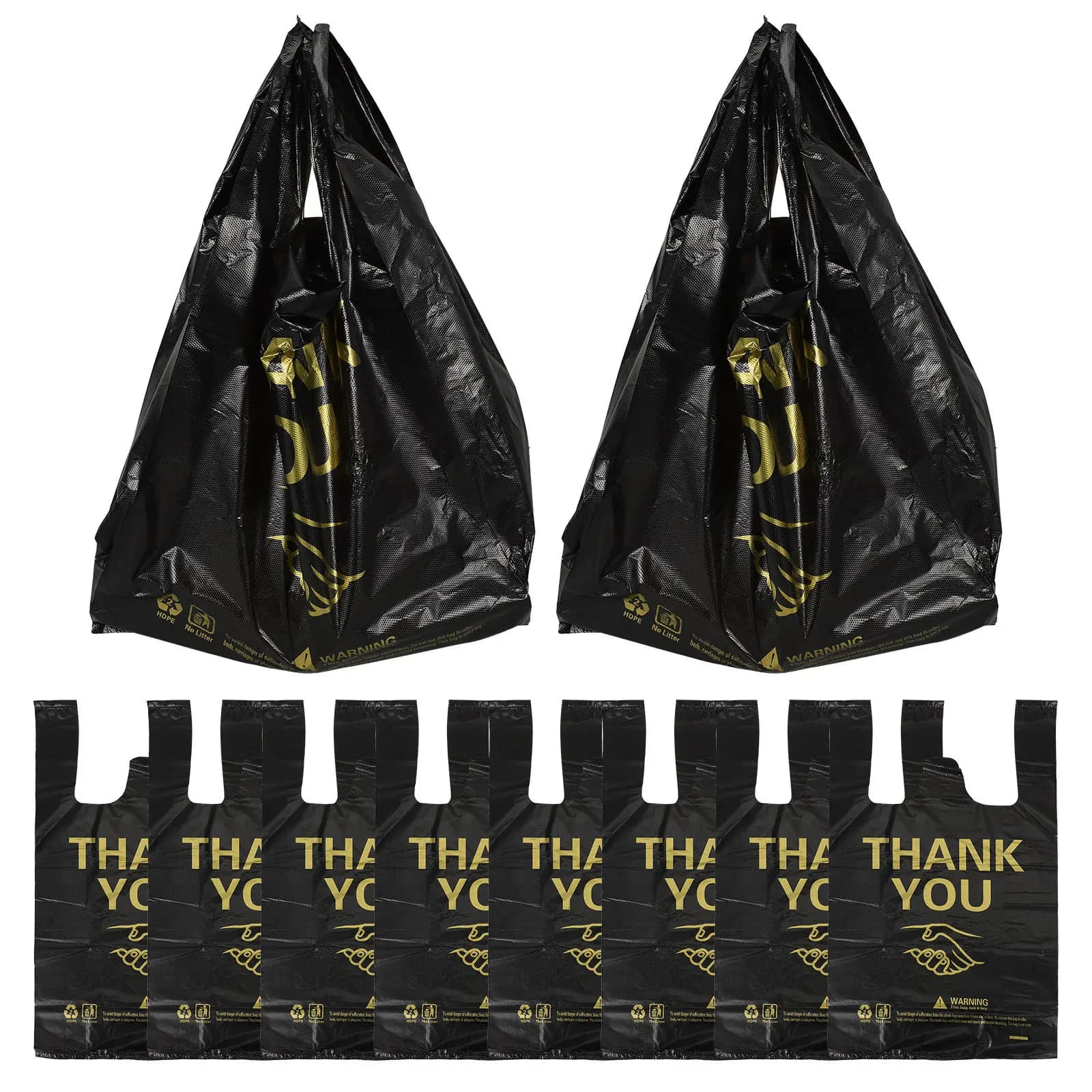 50Pcs Handbag Grocery Bags Strong Thank You Bags for Small Business Party Treat Goodie Storage Empty Gifts Bag