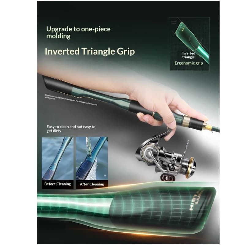 Canna da Pesca Hasida Golden Armor con Galleggiante Scorrevole, Anelli Guida Grandi, Set Mulinello Spinning per Lanci Lunghi, per Pesca all'Aperto