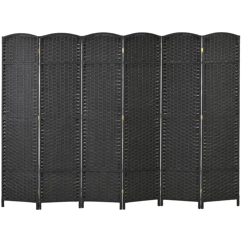 HOMCOM Folding Room Divider Screen 6 Panel 5.6 ' Tall Privacy Screen Freestanding Room Partition for Home Office, Black