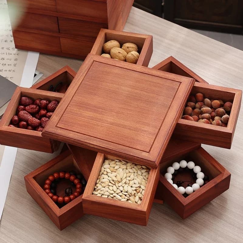 Rotating dried fruit box, dried fruit gift box, rotating solid wood box.