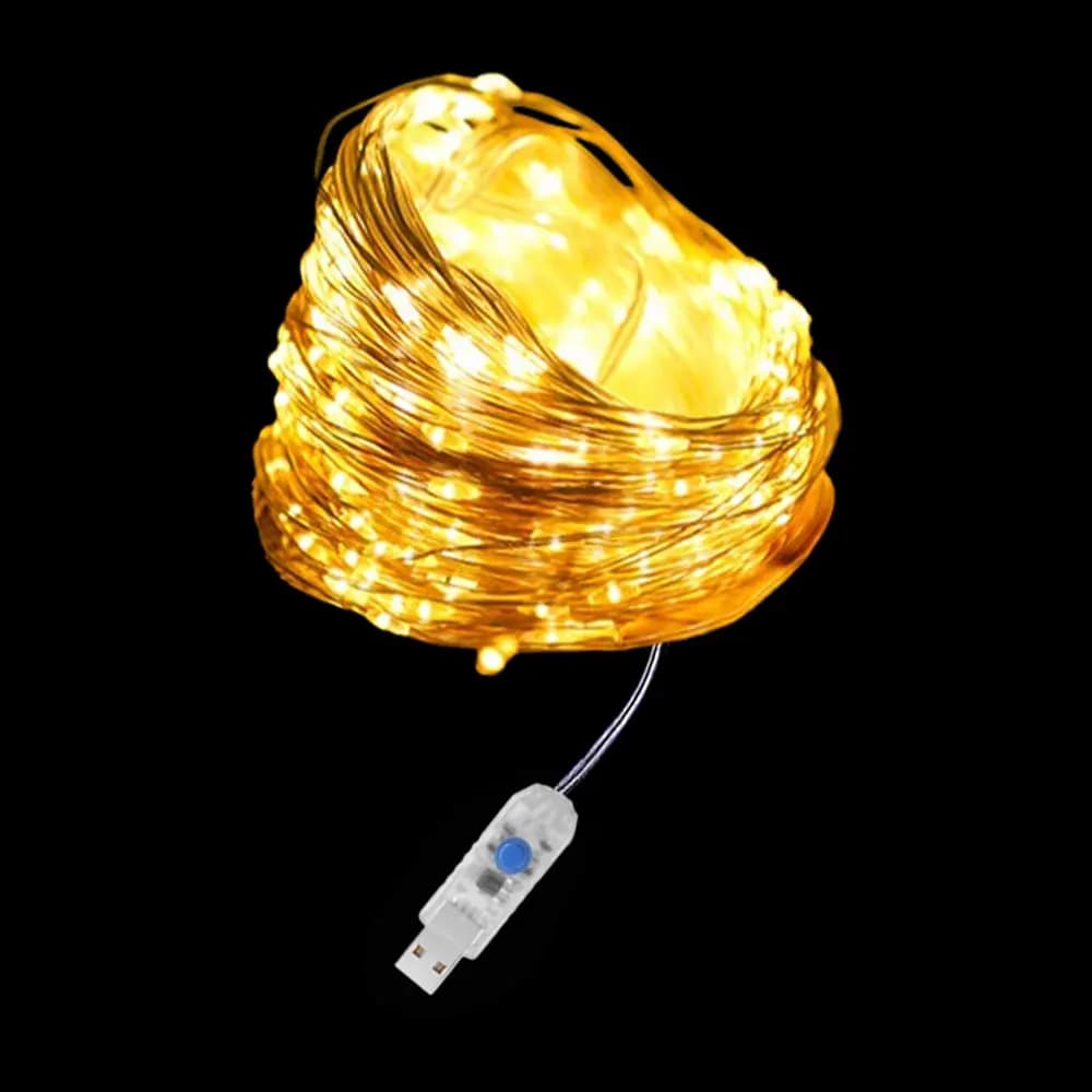 Luci a corda a filo di rame a LED USB 8 modalità Lucine impermeabili Ghirlanda per esterni Lampada per decorazione festa di nozze di Natale fai-da-te