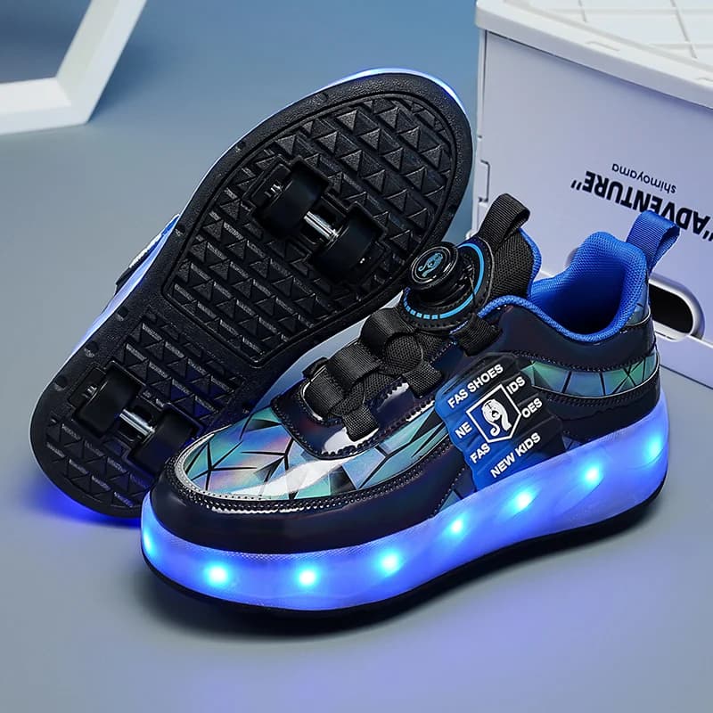 Children's Two Wheeled walking shoes Girls' Breathable Led Luminous Shoes, Usb Charging Outdoor Sports Ice Skates shoes