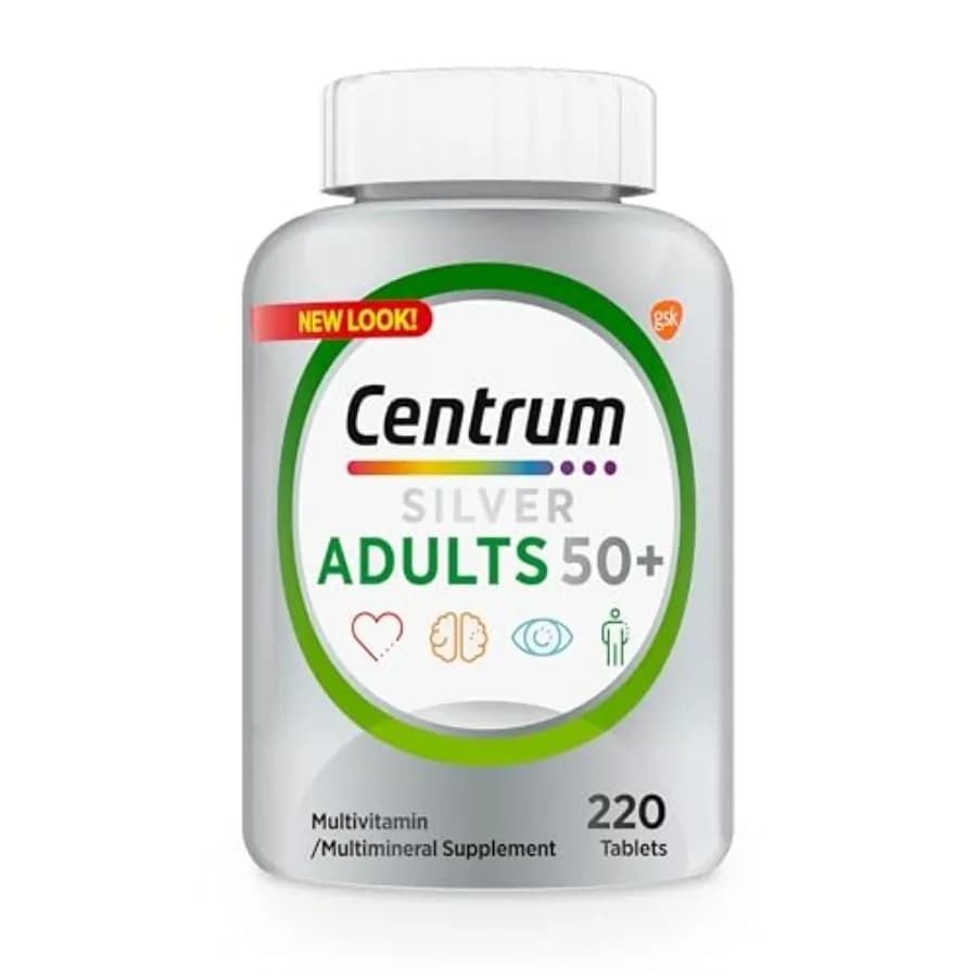 Multivitaminico Silver per Adulti 50+, Integratore Multivitaminico/Multiminerale, Vitamina D3, Vitamine del Gruppo B, Senza Glutine, Ingredienti Non-OGM