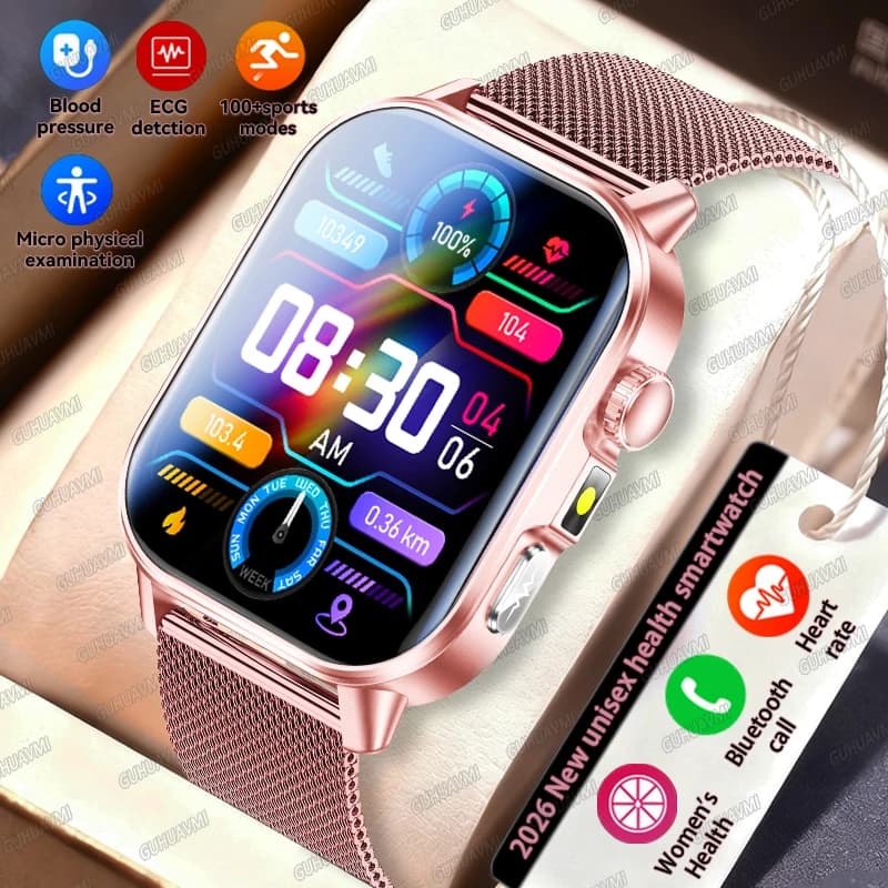 GUHUAVMI 2026 Nuovo Smartwatch di Precisione per la Salute con ECG+HRV, Acido Urico, Lipidi nel Sangue, Percezione Emotiva e Chiamate Bluetooth