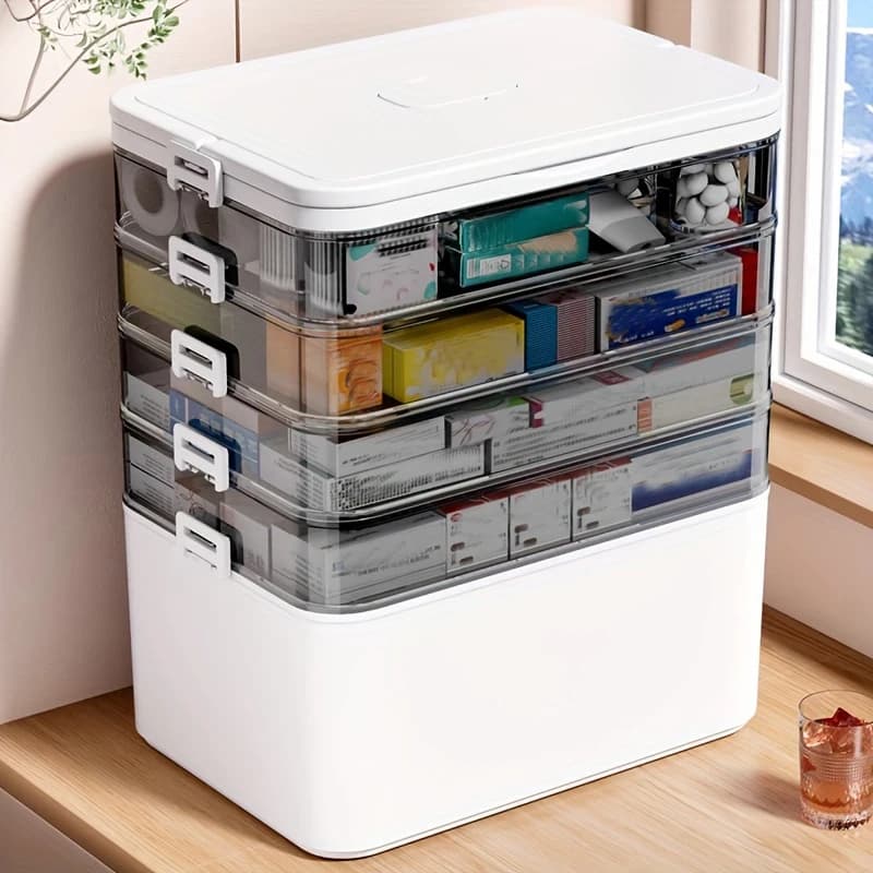 Large Capacity Multi-Layer Medicine Organizer and Usage Guide - Durable Waterproof Pill Box with Pill Storage Compartment,