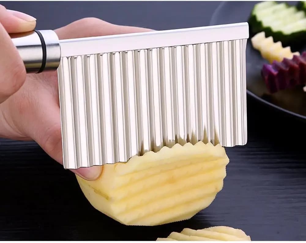 23 cm corrugated potato cutter, ripped cutter for potatoes, carrots, stainless steel kitchen knife