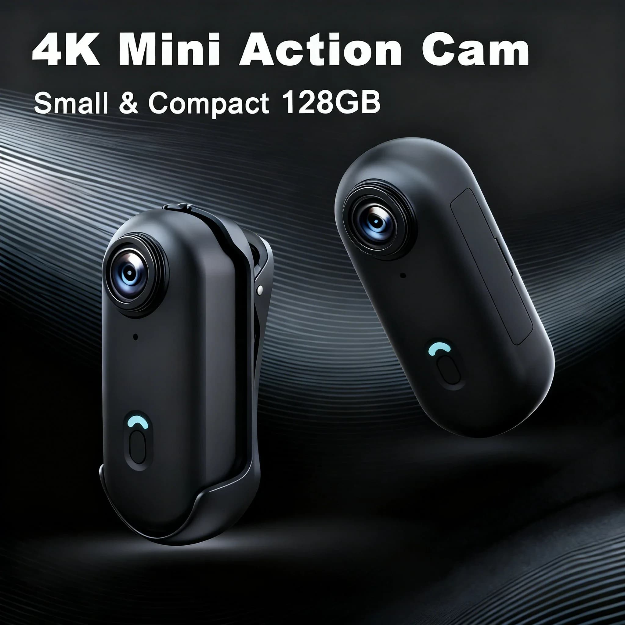 Videocamera d'Azione Wireless WiFi Tascabile 4K 1080P Ultra Piccola Mini POV Cam Impermeabile per Registrazione Auto, Sport all'Aperto e Vlog HD