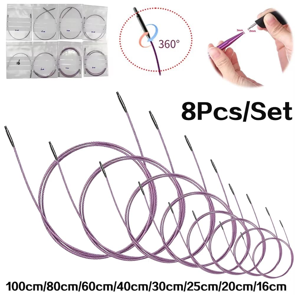 8 Pz/set Intercambiabile Circolare Aghi Per Maglieria Linea di Collegamento Rotante Accessorio Corda 16/20/25/30/40/60/80/100 cm Filo di Gomma
