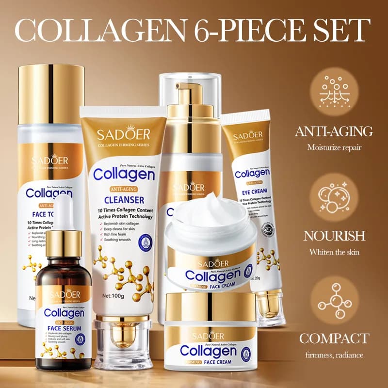 Serie antirughe al collagene Siero viso Crema per gli occhi Detergente viso Maschera per dormire Idratante Prodotti per la cura della pelle