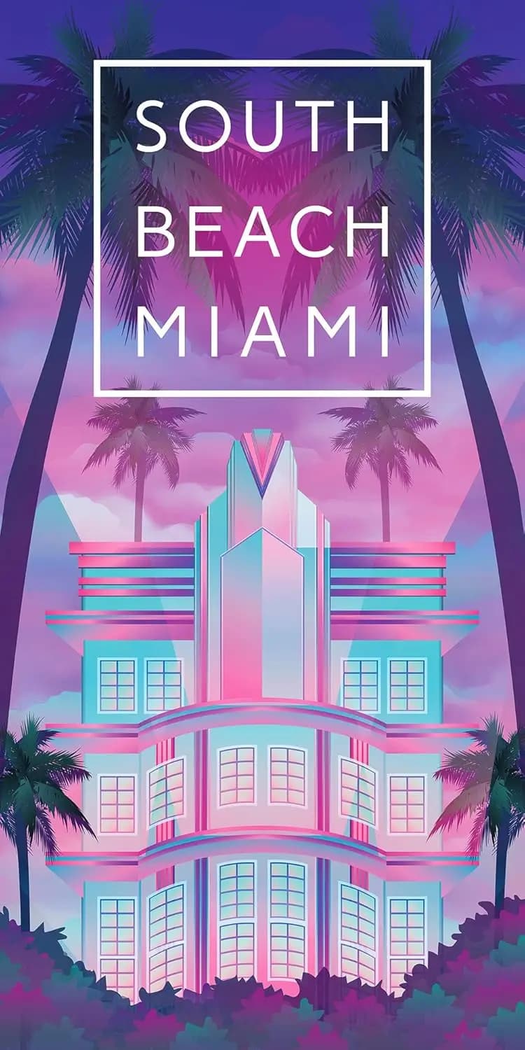 Asciugamano South Beach Vibe, telo mare assorbente in misto cotone souvenir Florida Miami per viaggi in piscina e vacanze