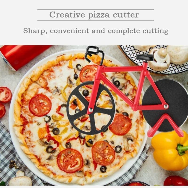 Taglierina per pizza in acciaio inossidabile a forma di bicicletta ruota per bici rullo per pizza chopper affettatrice coltello da taglio per pizza utensili da cucina