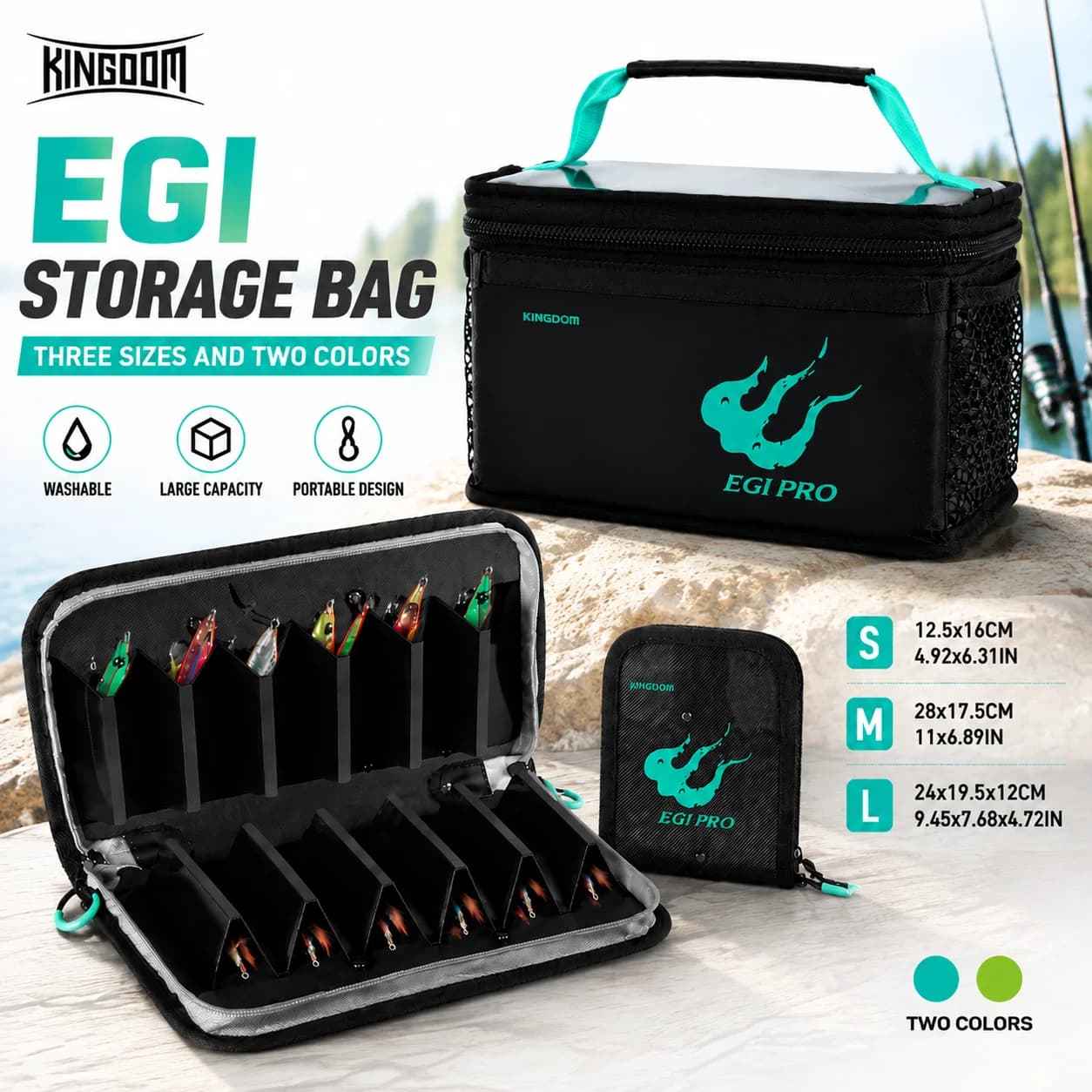 Kingdom Fishing Bag Box 6/12/40Pcs Octopus Egi Squid Jig Storage Box PP Material Hard Lure Bag Freshwater Seawater Fishing Tackl