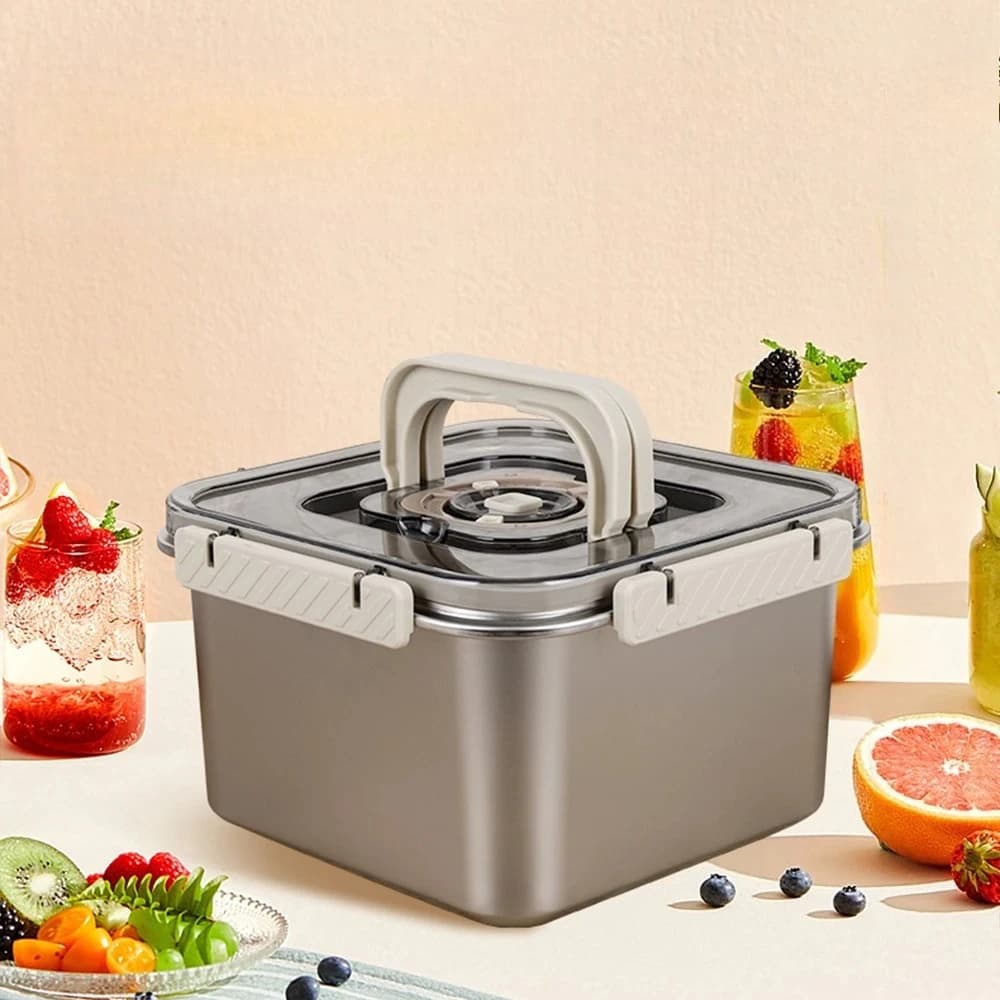 Contenitore per Alimenti in Acciaio Inox Ermetico e Antiperdita, Scatola per Preparazione Pasti 3800ml, Grande Porta Pranzo, Organizer per Frigorifero, per Uso Esterno