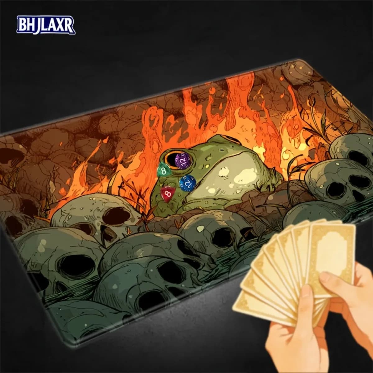 Magical Frog Skull Jungle Fire Sea game mat, desk game mouse mat, non-slip rubber, wear-resistant, with double seam edges