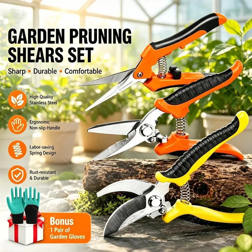 Professional Stainless Steel Pruning Shears with Non-Slip Grip Sharp Garden Tool for Garden Beak Scissors Branch Scissors