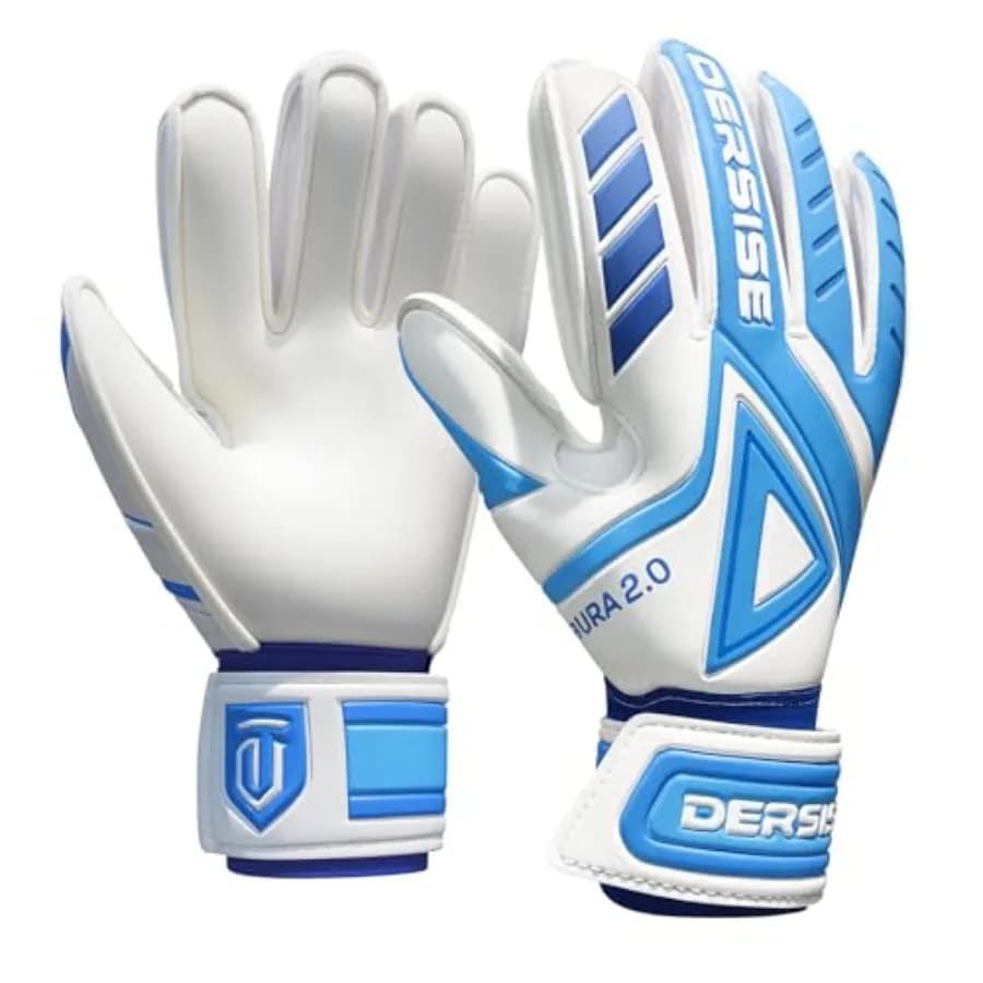 Goalie Gloves, 4mm Thick Latex Anti-Slip Palm Finger Save Goalkeeper Gloves for Youth Adults, All Weather Breathable Shock Abso