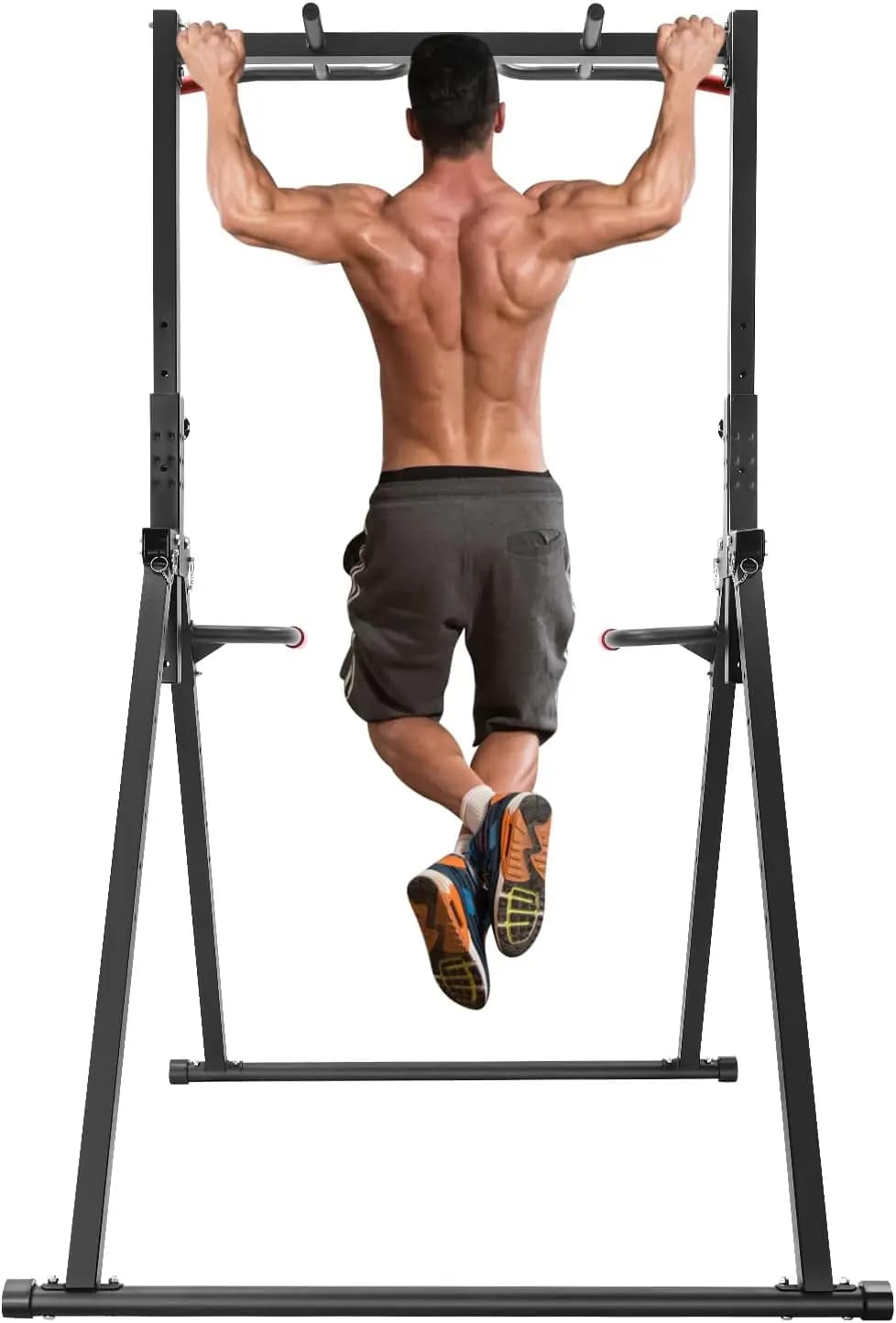 Foldable traction station, independent traction bar with adjustable height, multifunction triangular traction bar support for training