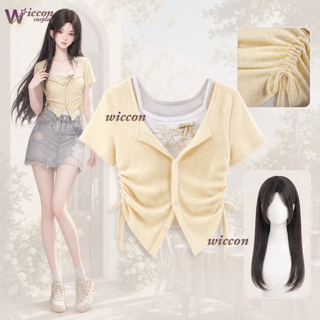 Cos C COS Love And Deepspace MC Warm Afterglow Knitted Anime Game Lolita Cute Dress Camisole Cardigan Set Cosplay Costume