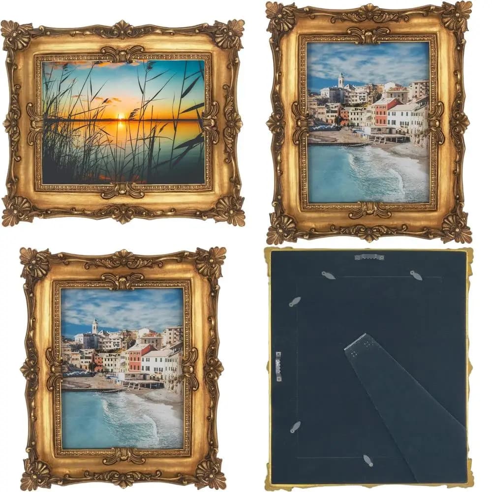 Elegant Frame for Photo 8x10 in Bronze with Passepartout Ancient Gold for Displaying Walls or Table