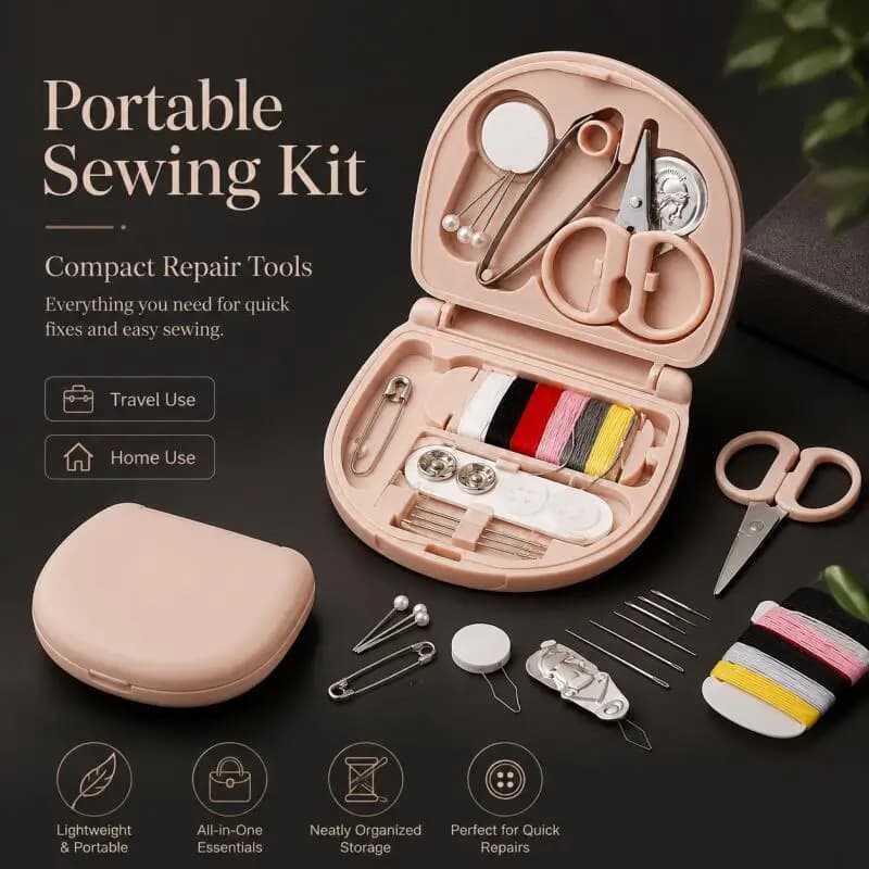 Portable mini sewing tool box, travel DIY home craft tool set, small sewing storage, convenient sewing repair combo set