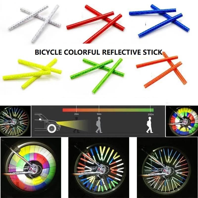 12pc Cerchione per bicicletta Clip per raggi Spia di sicurezza notturna Spia riflettente per bicicletta Striscia riflettente Accessori per ciclismo MTB