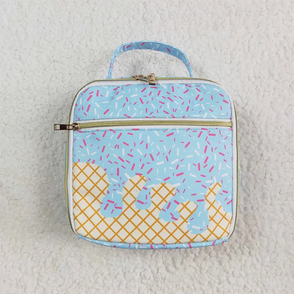 Blue Lunch Box Gelato Sprinkle Design Lunchbox for Kids Durable Ecological Food 8,3 * 8,3 * 3,2 inch