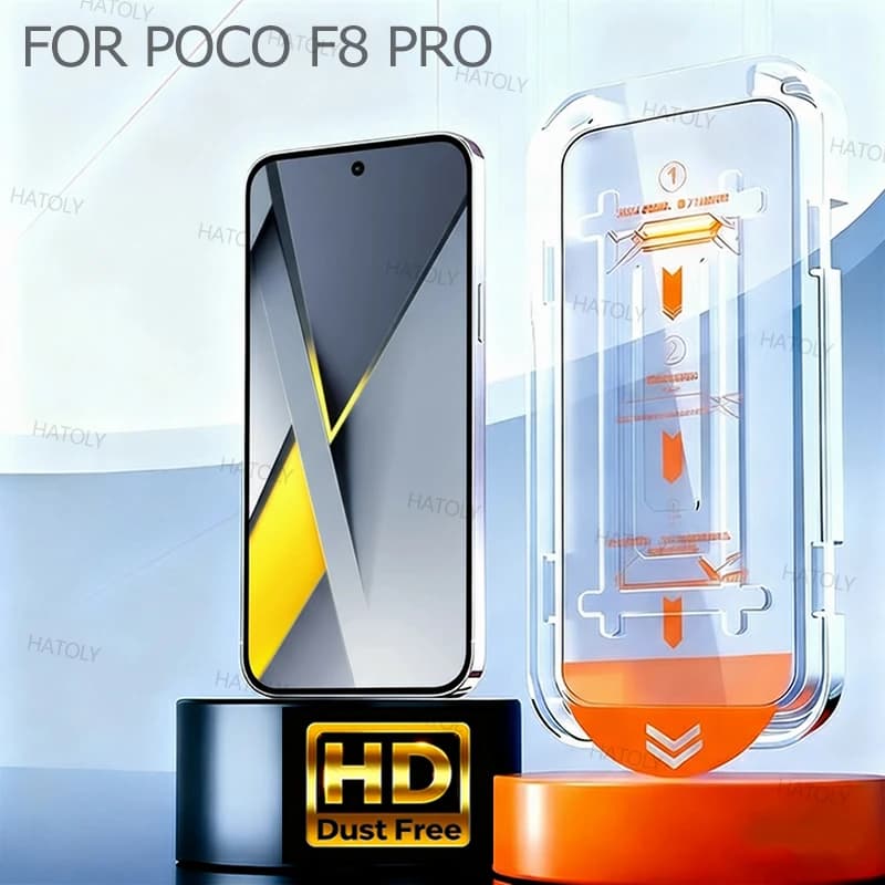 Protezione dello schermo di facile installazione senza polvere per Xiaomi Poco F8 Pro Vetro temperato per Xiaomi Poco F8 Pro Vetro del telefono con colla completa