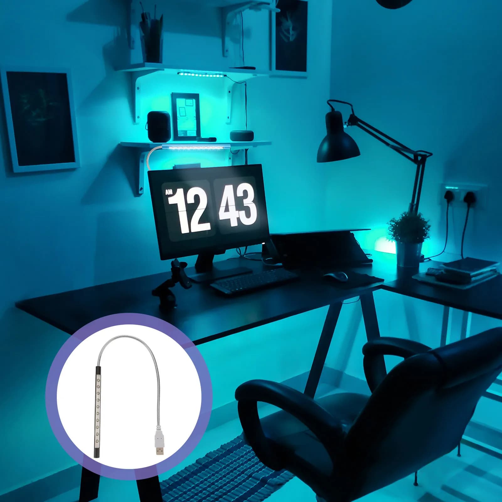 2 Pezzi Lampada da Scrivania USB 10 LED, Luce Notturna Potente e Luminosa, Flessibile e Regolabile, Luce per Tastiera, Lampada Portatile per Computer da Ufficio