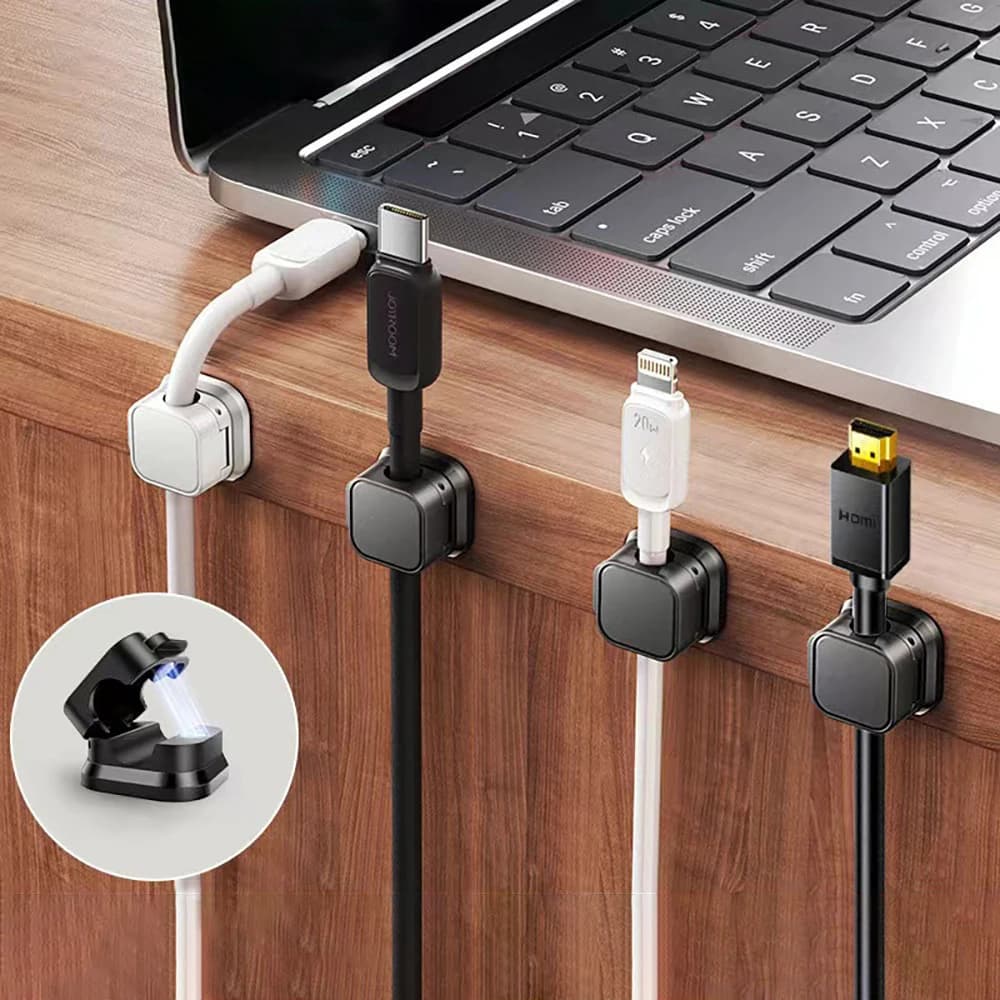 6 pezzi clip per cavo magnetico avvolgitore multiuso supporto per cavo adesivo organizzatore da tavolo linea di ricarica USB scrivania da ufficio gestione desktop di casa