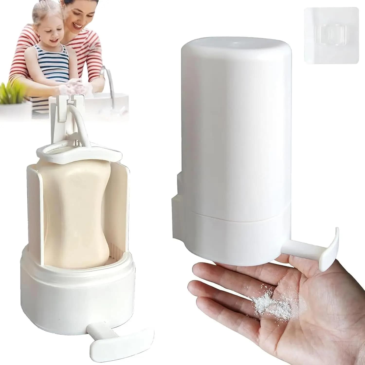 Scatola per smerigliatrice di sapone con lama incorporata, contenitore per sapone montabile a parete, erogazione di polvere regolabile (un set, SENZA sapone)